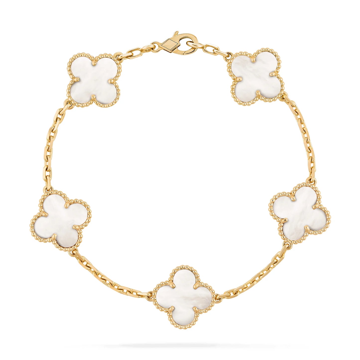 MARA White/Gold CIover Bracelet | 925 silver